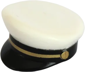 Minifigure, Headgear Cap, Captain with Black Visor and Gold Braid Pattern