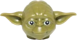 Minifigure, Head, Modified SW Yoda Curved Ears with Black Eyes and White Pupils Pattern