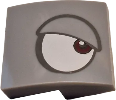 Slope, Curved 2 x 2 x 2/3 with White Eye, Dark Red Pupil and Dark Bluish Gray Outlined Eyelid Pattern Model Right Side &#40;Super Mario Rambi&#41;