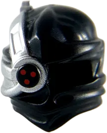 Minifigure, Headgear Ninjago Wrap with Silver Cyborg Eyepiece with One Red Dot on Bottom without Silver Outline Pattern