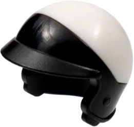Minifigure, Headgear Helmet Motorcycle Open Face, with Visor and White Top Pattern