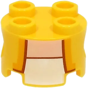 Brick, Round 2 x 2 with Pin Holes with Bright Light Orange Lapels, Reddish Brown Lines, and White Undershirt Pattern &#40;Super Mario Yellow Toad Torso&#41;