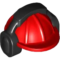 Minifigure, Headgear Helmet Construction with Molded Black Ear Protectors / Headphones Pattern