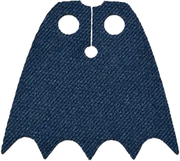 Minifigure Cape Cloth with Top Holes and Scalloped 5 Points Bottom &#40;Batman&#41;, Long, Circle Neck Cut - Spongy Stretchable Fabric