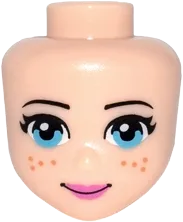 Mini Doll, Head Friends with Medium Azure Eyes, Dark Orange Freckles, Dark Pink Lips and Closed Mouth Pattern