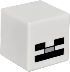 Minifigure, Head, Modified Cube with Pixelated Black Eyes, Light Bluish Gray Nose, and Black Mouth Pattern &#40;Minecraft Skeleton&#41;
