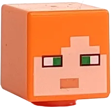 Minifigure, Head, Modified Cube with Pixelated Light Nougat Face, Green Eyes, and Nougat Mouth Pattern &#40;Minecraft Alex&#41;