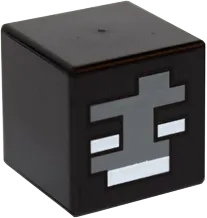 Minifigure, Head, Modified Cube with Pixelated Dark Bluish Gray Face and White Eyes and Mouth Pattern &#40;Minecraft Wither&#41;