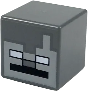 Minifigure, Head, Modified Cube with Pixelated Light Bluish Gray Face, White Eyes, Black Mouth, and Nose Pattern &#40;Minecraft Stray&#41;