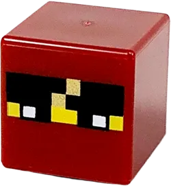 Minifigure, Head, Modified Cube with Pixelated Balaclava with Yellow Skin, Black Eyes, and Headband with Gold Trim Pattern &#40;Minecraft Kai&#41;