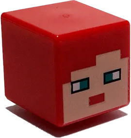 Minifigure, Head, Modified Cube with Pixelated Light Nougat Face and Dark Turquoise Eyes Pattern &#40;Minecraft Farmhand&#41;