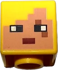 Minifigure, Head, Modified Cube with Pixelated Nougat Face, Black Eyes, Dark Red Mouth, and Medium Nougat Eye Scar Pattern &#40;Minecraft Dragon Archer&#41;