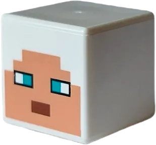 Minifigure, Head, Modified Cube with Pixelated Nougat Face, Dark Turquoise Eyes and Reddish Brown Mouth Pattern &#40;Minecraft Guardian Warrior&#41;