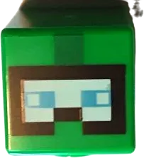 Minifigure, Head, Modified Cube with Pixelated Black and Light Aqua Goggles and Medium Azure Eyes Pattern &#40;Minecraft Diver Explorer&#41;