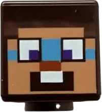 Minifigure, Head, Modified Cube with Pixelated Nougat Face, Dark Azure around Dark Purple Eyes, Dark Orange Nose, and Surprised Pattern &#40;Minecraft Steve&#41;