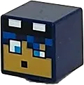 Minifigure, Head, Modified Cube with Pixelated Medium Nougat Face, Dark Azure Eyes, Blue Headband and Black Goggles Pattern &#40;Minecraft Swamp Explorer&#41;