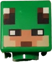 Minifigure, Head, Modified Cube with Pixelated Nougat and Tan Face, Black Eyes and Reddish Brown Mouth Pattern &#40;Minecraft Turtle Skin Warrior&#41;