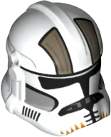 Minifigure, Headgear Helmet SW Clone Trooper &#40;Phase 2&#41; with Holes with Black Visor and Dark Tan and Orange Markings Pattern &#40;Commander Cody&#41;