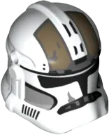 Minifigure, Headgear Helmet SW Clone Trooper &#40;Phase 2&#41; with Holes with Black Visor and Dark Tan Gunner Markings Pattern