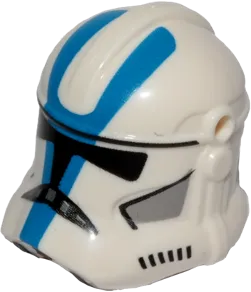 Minifigure, Headgear Helmet SW Clone Trooper &#40;Phase 2&#41; with Holes with Black Visor and Blue and Light Bluish Gray 501st Legion Markings Pattern