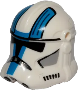 Minifigure, Headgear Helmet SW Clone Trooper &#40;Phase 2&#41; with Holes with Black Visor and Blue, Light Bluish Gray, and Black 501st Legion Markings Pattern