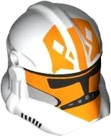 Minifigure, Headgear Helmet SW Clone Trooper &#40;Phase 2&#41; with Holes with Black Visor and Orange 332nd Company Pattern