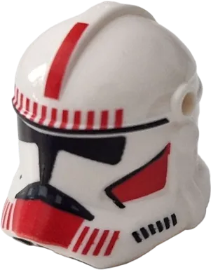 Minifigure, Headgear Helmet SW Clone Trooper &#40;Phase 2&#41; with Holes with Black Visor and Red Markings Pattern
