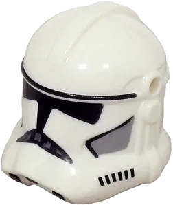 Minifigure, Headgear Helmet SW Clone Trooper &#40;Phase 2&#41; with Holes with Black Visor and Markings and Light Bluish Gray Cheek Indents Pattern