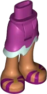 Mini Doll Hips and Asymmetric Layered Skirt Short, Light Aqua Ruffle, Magenta and Gold Sandals Pattern - Thick Hinge