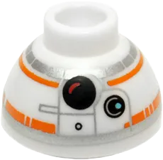 Brick, Round 1 1/2 x 1 1/2 x 2/3 Dome Top with SW BB-8 Droid Head, Small Photoreceptor Pattern