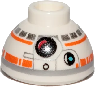 Brick, Round 1 1/2 x 1 1/2 x 2/3 Dome Top with SW BB-8 Droid Head, Large Photoreceptor Pattern