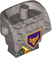 Torso, Modified Oversized with Armor with Pin Holes with Orange and Gold Circuitry #2 and Orange Bull Head on Dark Purple Pentagonal Shield Pattern