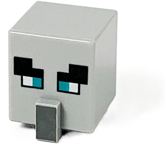 Minifigure, Head, Modified Cube Tall with Raised Rectangle with Pixelated Black Eyebrows, Dark Turquoise Eyes, and Dark Bluish Gray Nose Pattern &#40;Minecraft Illager / Pillager&#41;