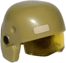 Minifigure, Headgear Helmet SW Resistance Trooper with Molded Trans-Yellow Visor and Printed Tan Rectangle and Black Circles Pattern
