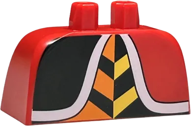 Lower Body, Skirt Wide with Side Hoops &#40;Panniers&#41; with Orange, Yellow and Black Stripes and White Dress Trim Pattern