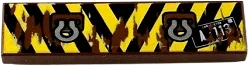 Tile 1 x 4 with Black and Yellow Danger Stripes, Silver Tow Rings and 'A-113' &#40;Yellow Corners&#41; Pattern