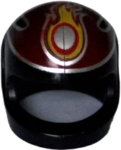 Minifigure, Headgear Helmet Motorcycle &#40;Standard&#41; with Red, Silver, and Yellow Flames Pattern