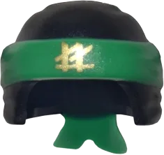 Minifigure, Headgear Ninjago Wrap Type 3 with Green Bandana and Knot and Gold Ninjago Logogram &#39;LL&#39; Pattern