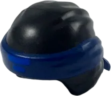 Minifigure, Headgear Ninjago Wrap Type 3 with Dark Blue Bandana and Knot and Blue Asian Symbol Pattern