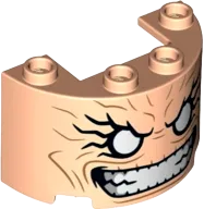 Cylinder Half 2 x 4 x 2 with 1 x 2 Cutout with White Eyes, Clenched Teeth, and Cheek Lines Pattern &#40;M.O.D.O.K. Face&#41;