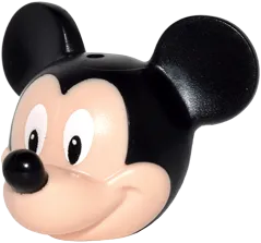 Minifigure, Head, Modified Mouse with Black Ears and Nose and White Eyes Pattern &#40;Mickey&#41;