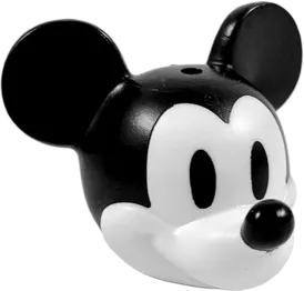 Minifigure, Head, Modified Mouse with Black Ears, Nose and Eyes Pattern &#40;Black & White Mickey&#41;