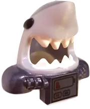 Minifigure, Headgear Mask Shark Head with Open Mouth with White Teeth, Black Eyes, Pearl Dark Gray Shoulder Pads and Front Panel and Battery Pattern