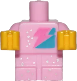Body Baby / Toddler with Fixed Arms with Molded Yellow Hands and Printed Dark Pink Lightning Bolt and Silver Dots Pattern