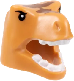 Minifigure, Headgear Mask T-Rex with Reddish Brown Stripes, Black Eyes, White Teeth Pattern