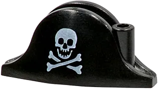 Minifigure, Headgear Hat, Pirate Bicorne with Small Skull and Crossbones Pattern