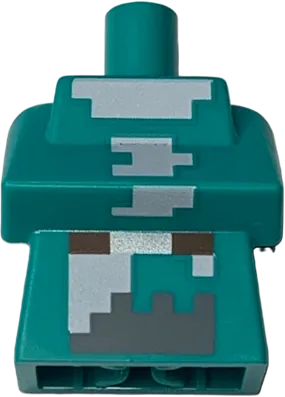 Torso, Modified Long with Folded Arms with Dark Brown and Silver Belt and White and Dark Bluish Gray Minecraft Snow Villager Pattern