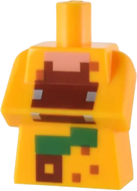 Torso, Modified Long with Folded Arms with Pixelated Reddish Brown and Green Jungle Villager Pattern