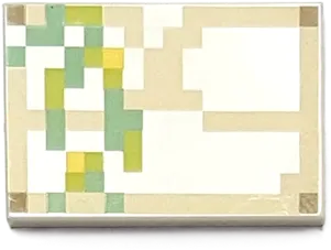 Tile 2 x 3 with Pixelated Green, Lime, Tan and Yellow Pattern &#40;Minecraft Iron Golem&#41;