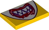 Tile 2 x 3 with Mouth, Sharp Teeth and Red Scribbled Lips Pattern
